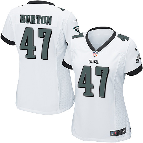 Women's Elite Trey Burton Nike Jersey White Road - #47 NFL Philadelphia Eagles